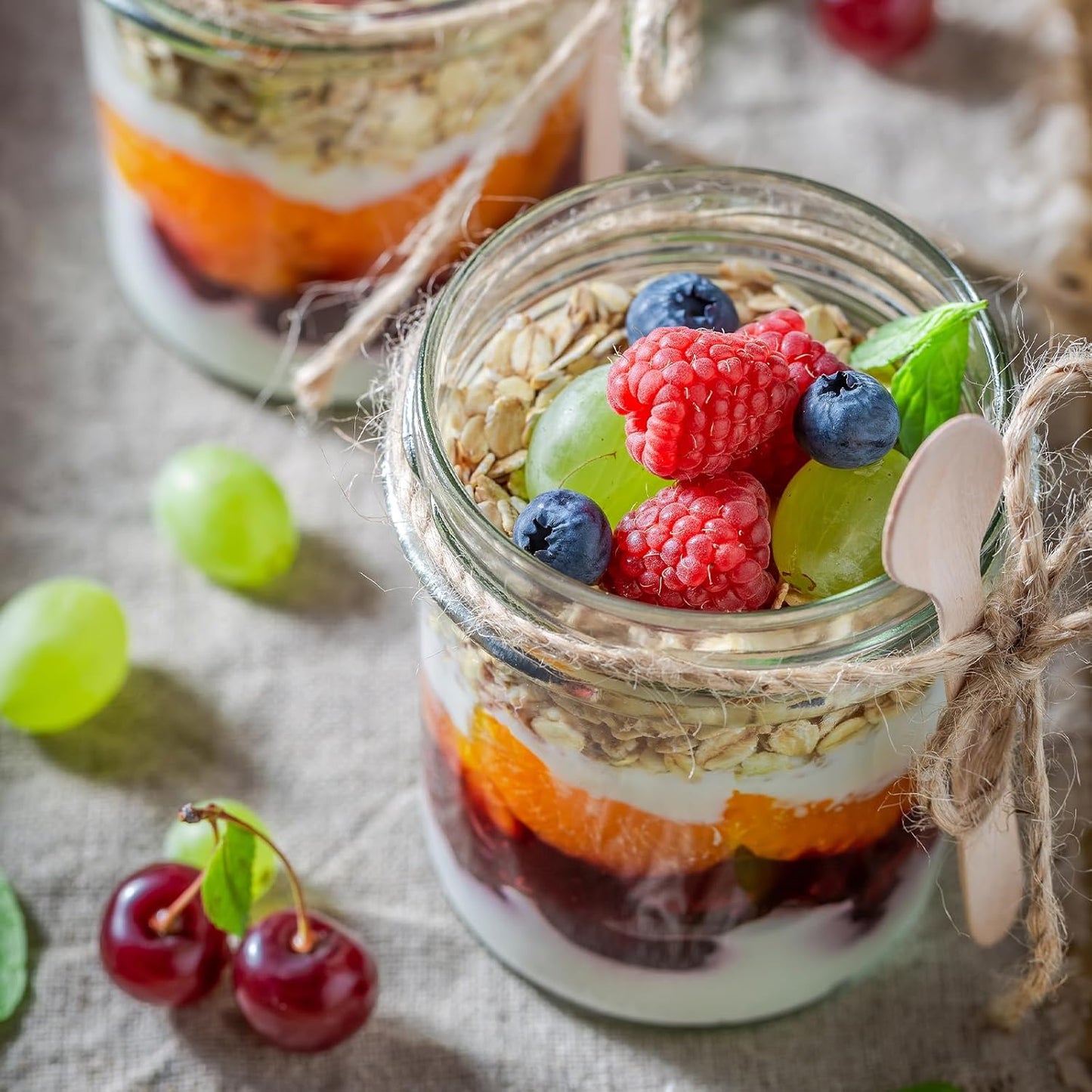 16oz 4 SHOWIN Overnight Oats Containers with Lids, Glass Jars with Lids pcs, Apricot, Wide Mouth Mason jars for Salad