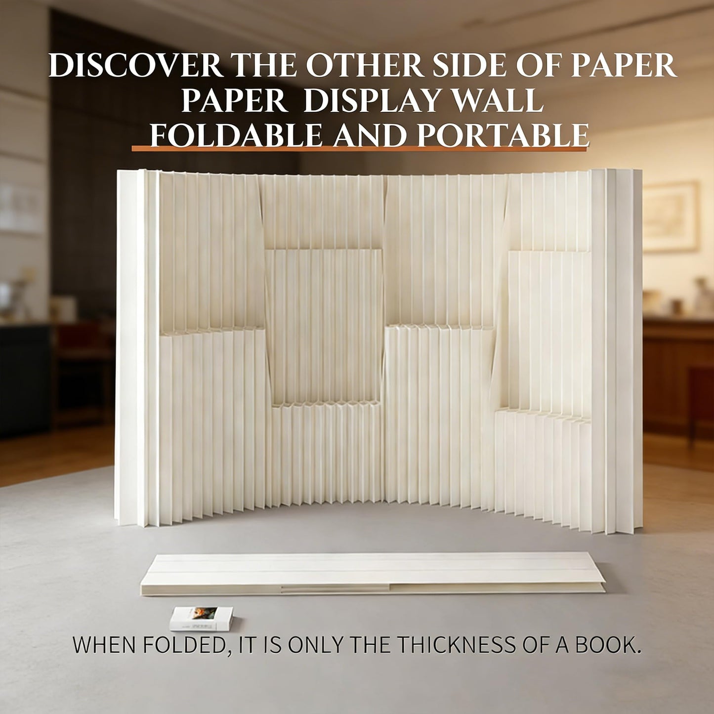 Paper Room Divider Temporary Wall Foldable Wall Divider Retractable Room Dividers and Folding Privacy Screens for Home/Office/Clothing Store/Enterprise/Studio