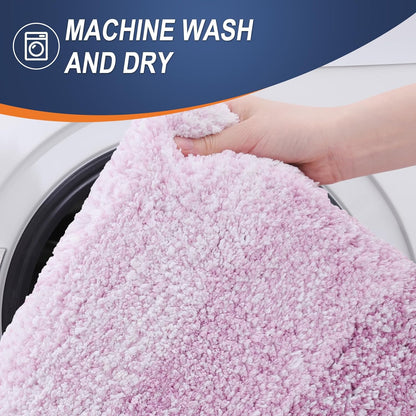 OLANLY Bathroom Runner Rugs - Extra Soft Microfiber Bath Mats | Quick Dry, Washable, 47x24, Pinkish-Purple