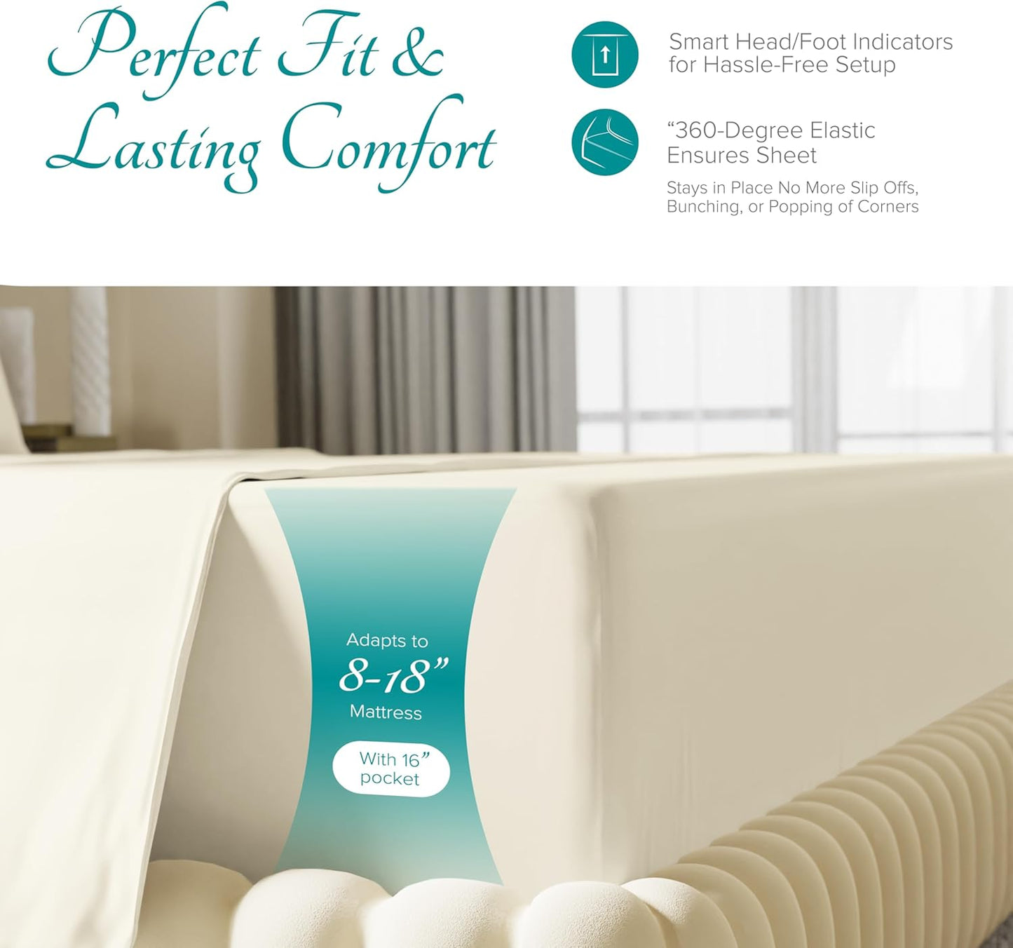 Carressa Linen Luxury 100% Egyptian Cotton California King Fitted Sheet, 800 TC, Deep Pocket, Ivory
