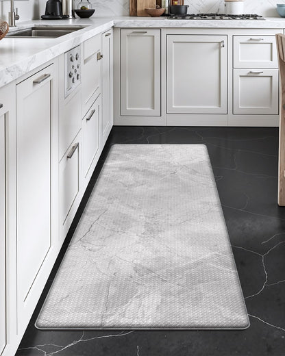 DEXI Kitchen Floor Mats Cushioned Anti Fatigue, 23x59 Large Wide Standing Comfort Runner Rug Waterproof, Marble Memory Foam Padded for Front Sink Laundry, Light Grey