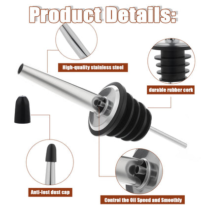 72 Pcs Stainless Steel Pour Spouts for Liquor Bottles with Rubber Dust Caps Tapered Bottle Pourers for Alcohol Olive Oil Wine Syrup Whiskey Bar Bartending Accessories
