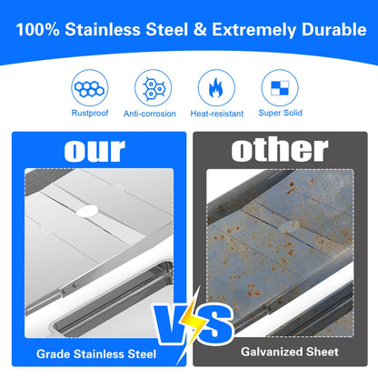 Grill Grease Tray Replacement for Dyna Glo with Catch Pan, Universal 25"-34" Adjustable Drip Pan Replacement for 4/5/6 Burner Gas Models from Nexgrill Charbroil Kenmore Expert Grill BHG Grease Tray