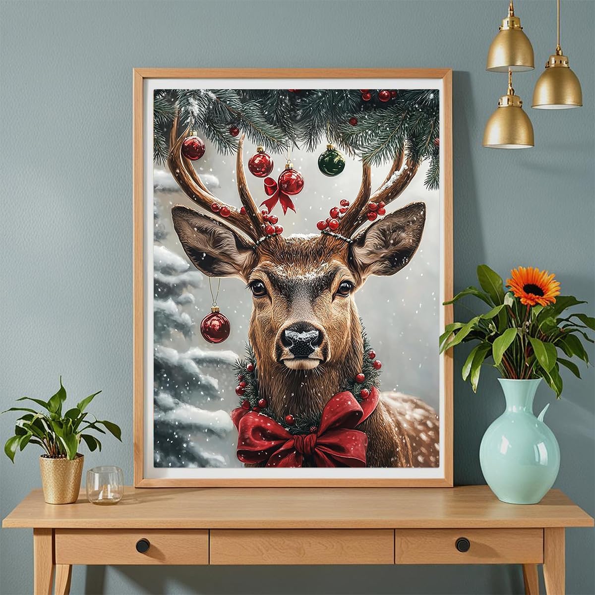 Amz Camel Diamond Painting Kit, 30x40cm Christmas Reindeer Diamond Art, Crystal Bead Decoration, Easy Craft for Beginners, Festive Holiday Gift