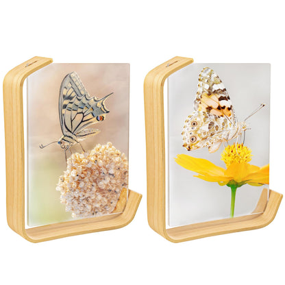 Framendino, 2 Pack Wood Picture Frame 5x7 Inch Acrylic Wooden Photo Floating Herbarium Display Frames for Wedding Party Home Decor