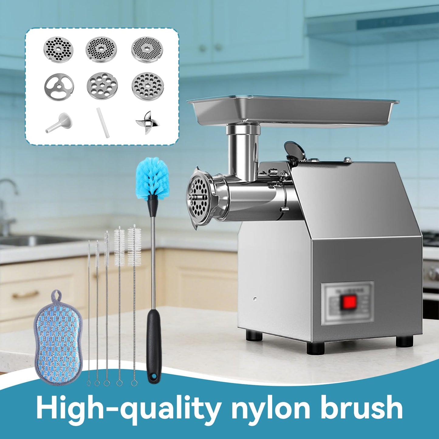 Heavy-Duty Multi-Purpose Kitchen Brush Set | for Meat Grinder, Mixer & Home Cleaning | Complete Kit for Stubborn Residue Removal (16-Piece Set)