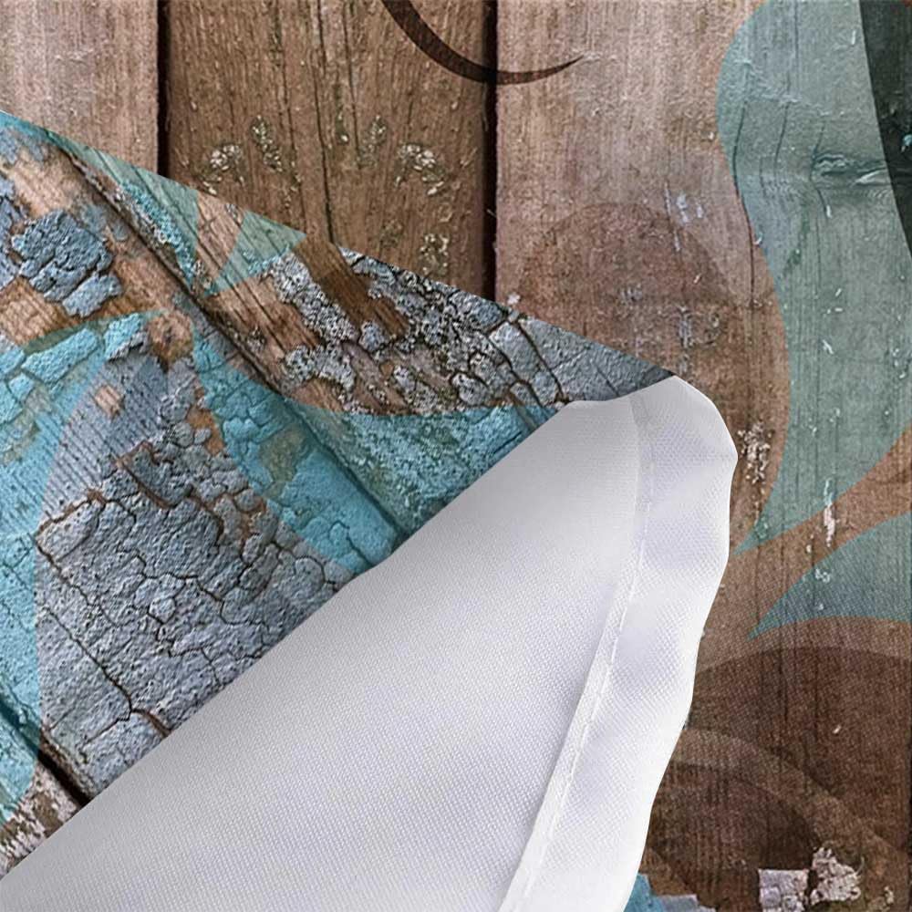 JAWO Teal Dahlia Shower Curtain Set with 12 Hooks - Dahlia Flower on Rustic Wooden Plank Country Style, Waterproof Bath