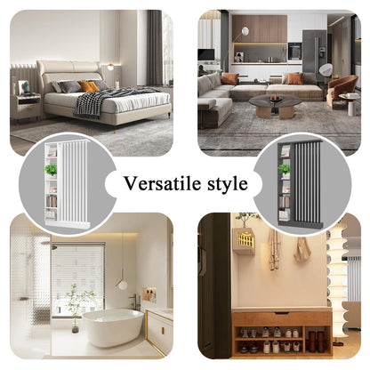 Wall Room Divider with Shelves, Entrance Hall Partition Screen Column Floor to Ceiling - Freestanding Room Divider with Storage Shelf, Freestanding Decor for Bedroom (A Gray + Black, 39.4in / 100cm)