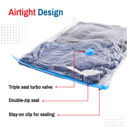 6 Pack Large Vacuum Storage Bags for Comforters, Blankets & Clothes – Vacuum Sealed Compression Bags with Hand Pump – Space Saver Storage Bags for Bedding, Moving, Travel & Organization