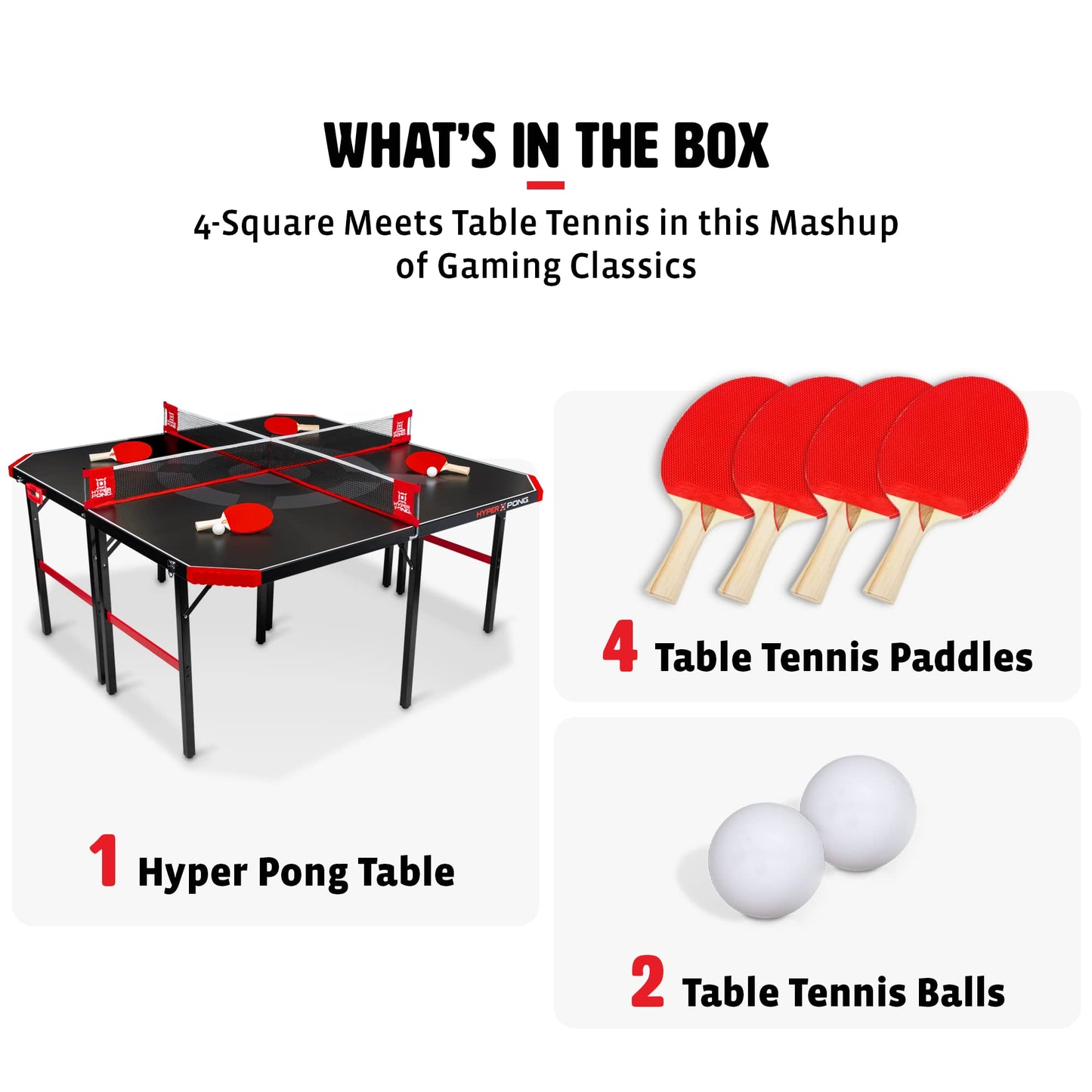 EastPoint Sports Hyper Pong 4-Way Table Tennis - Four Square Ping Pong Mashup Fun for The Whole Family