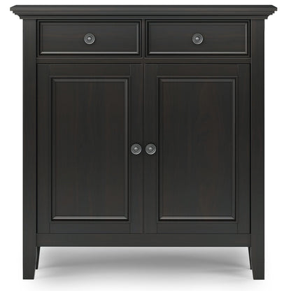 SIMPLIHOME Amherst 36-inch Wide Transitional-Style Storage Cabinet in Hickory Brown with Drawers and Adjustable Shelves for Entryway or Living Room