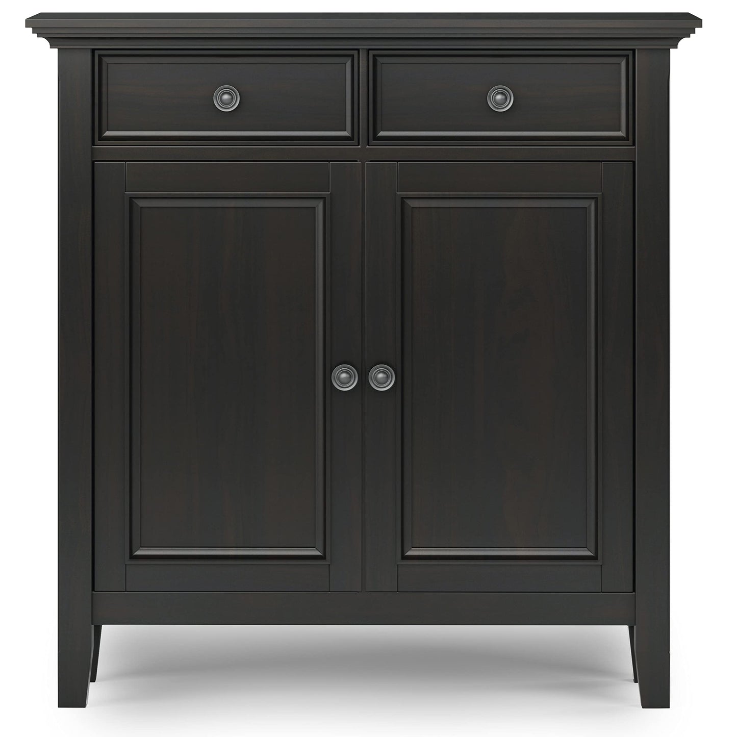 SIMPLIHOME Amherst Solid Wood 36 inch Wide Small Storage Bench and 36 inch Wide Storage Cabinet in Hickory Brown for the Living Room, Entryway, and Family Room, Transitional Style