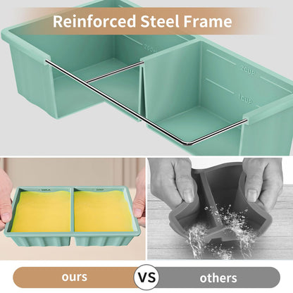 Silicone Freezer Tray for Soup Ice Cubes: 2-Cup Freezing Tray with Lid for Meal Prep - 2Pack Silicon Soup Portion Freeze Trays Make Stock Souped Ice Cube