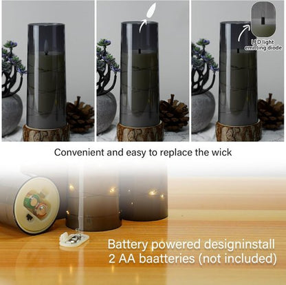 Kakoya Flameless LED Candles - 5-Piece Set with Timer | Flickering Grey Acrylic Shell for Romantic Ambiance