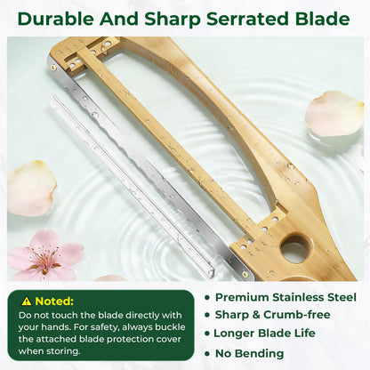 Adjustable Bread Slicer for Homemade Bread, 16.5'' Sourdough Bread Knife with Magnetic Adjustment Mechanism 5 Thickness Guides, Stainless Steel Serrated Bread Cutter for Bagels, Baguettes and More