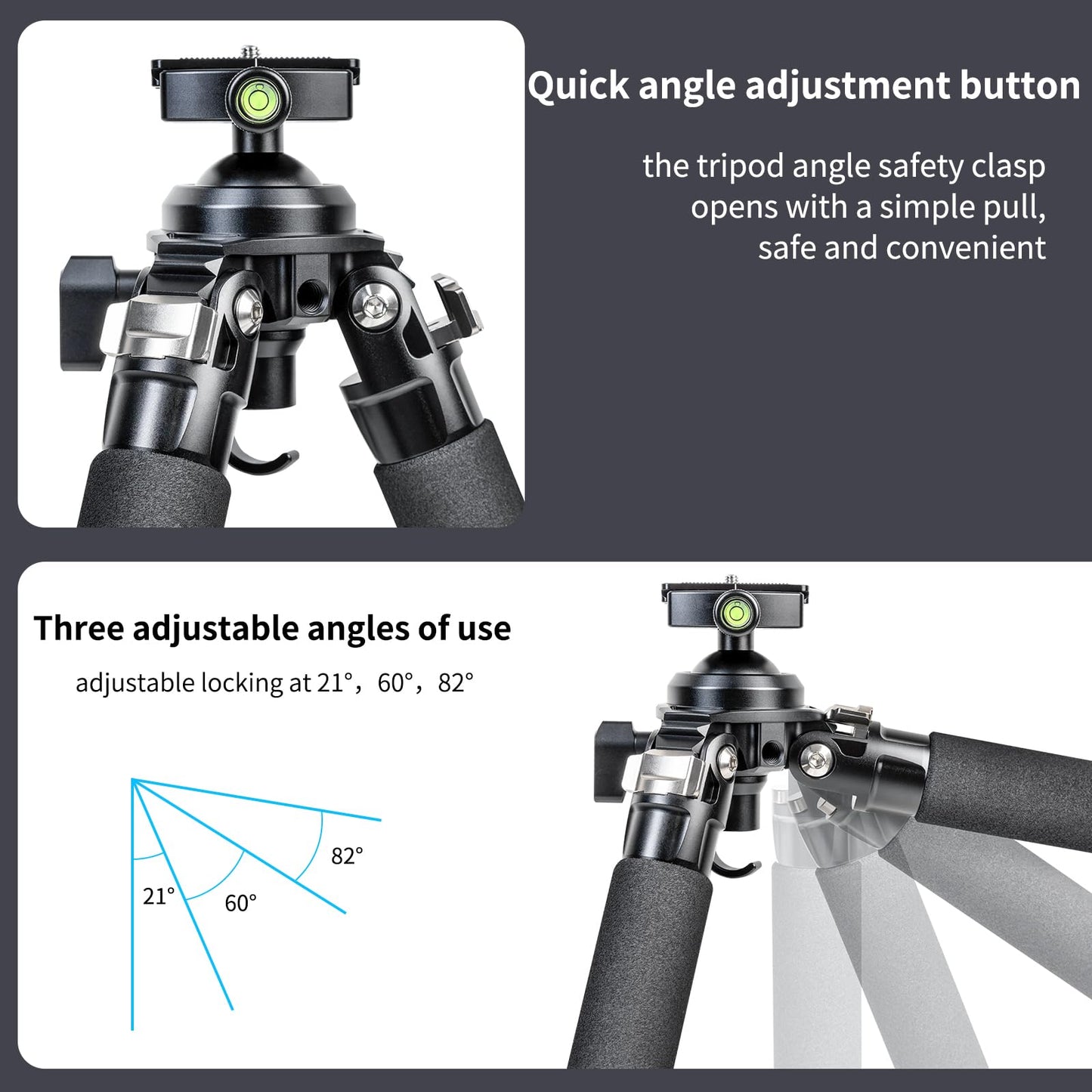 INNOREL P324C 65.6" Carbon Fiber Tripod for Hunting, 360° Rotating Ball Head(1.7"),with Arca Swiss Dovetail Mount,55lb/25kg Load, 32mm Tube Stable Tripod for Photography and Outdoors