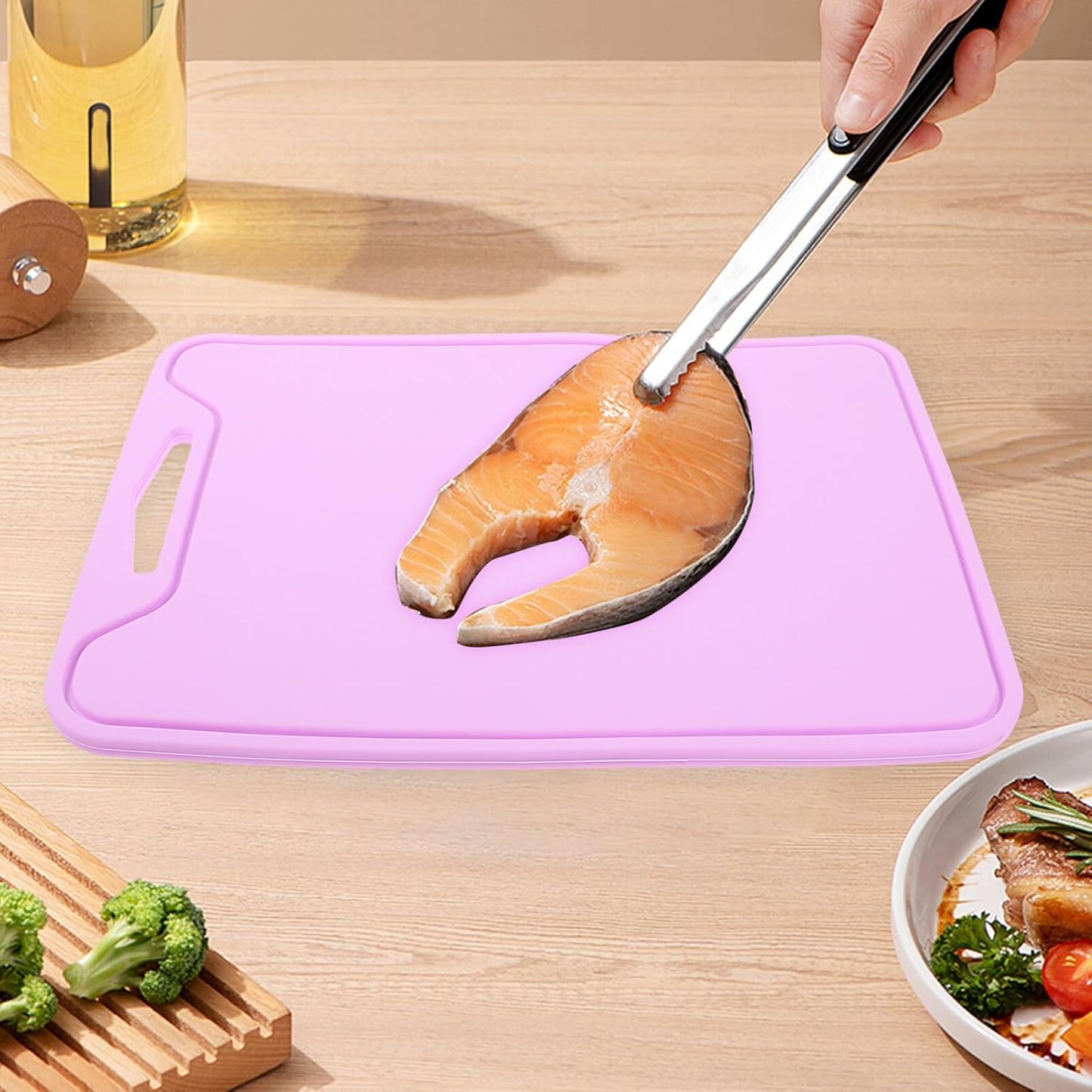 PRETYZOOM Flexible Cutting Board: 12x9 Inch Silicone Chopping Board, Non-Slip Mats for Meat, Vegetables, Fruits