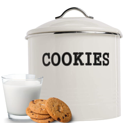 JOEY'Z Large 1.25 Gallon Airtight Cookie Jar with Lid - Large Cookie Jars with Lids, Ivory Counter Decorative - Makes a Great Dog Treat Jar