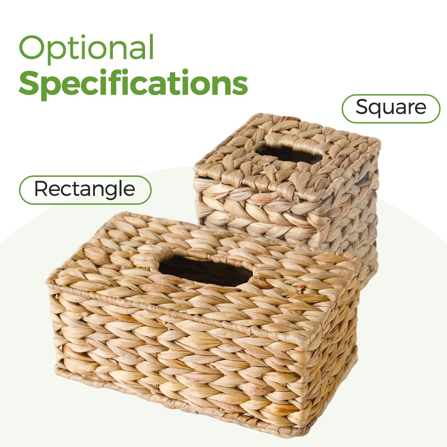 Tissue Box Cover, Square Wicker Tissue Box Holder Facial Tissues Boxes, Hand Woven Napkin Box Tissue Holder for Bathroom Bedroom Office Table Desk Night Stand, Boho Decorative, Natural