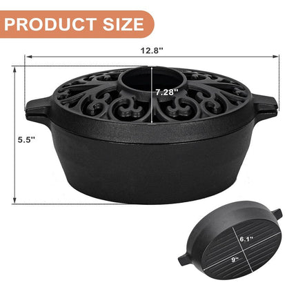 GoCampDirect Wood Stove Steamer - 2.5 Quart Wood Stove Humidifier, Full Porcelain Enamel Coated Cast Iron humidifier for Rust Proof, Matte Black Finish with Lattice Top Black