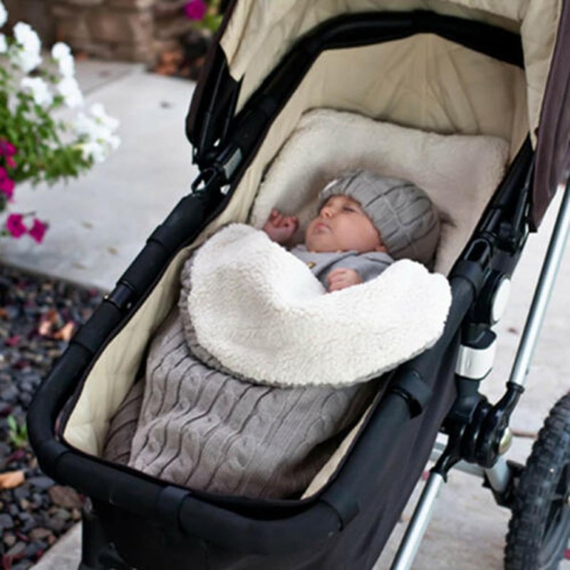 Baby Sleeping Bag fits Infant Newborn,Warm Baby Sleeping Bag,Winter Newborn Knit Wool Swaddling Blanket Kid Sleepsack Footmuff Stroller Knitted Sleep Nest Sack (Light Gray, One Size)