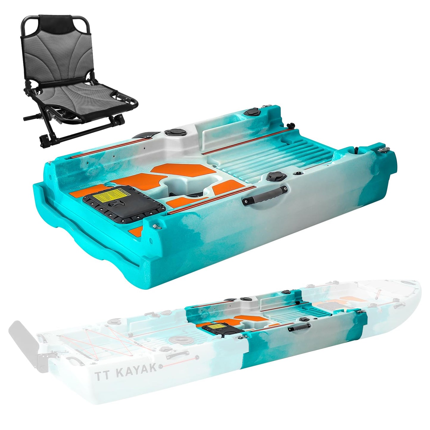 Modular Middle Extension Section-with Adjustable Height Seat, Converts Single to Tandem Fishing Kayak, Compatible with 110in Modular Sit-on-Top Kayak (2-Person Kayak-Only Middle Section)