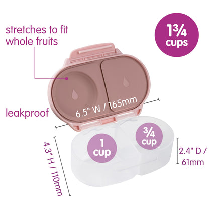 b.box Snack Box - Leakproof Mini Bento Box for Kids & Toddlers, 2 Compartment Snack Containers for Kids, Lunch Containers, Dishwasher Safe, BPA Free, PFAS Free, Ages 4m+, 1 3/4 Cup - Blush Crush
