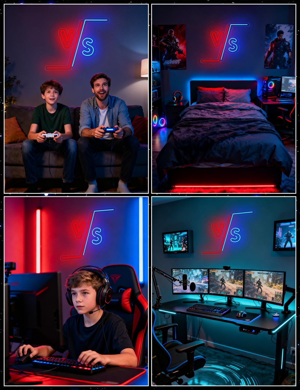 VS Game Neon Sign for Boys Room Decor, Gaming Room Decorations LED Neon Lights Sign for Wall Man Cave Decor, Gifts for Boys, Boyfriend, Gamer (VS)