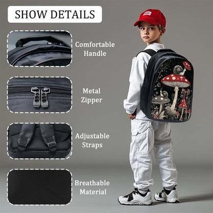 Fuzawet Mushroom Snails Backpack 3PCS 16" Preschool Elementary Schoolbag with Lunch Box Pencil Case Bookbag Set for Girls Boys Kids Children Teens School Students