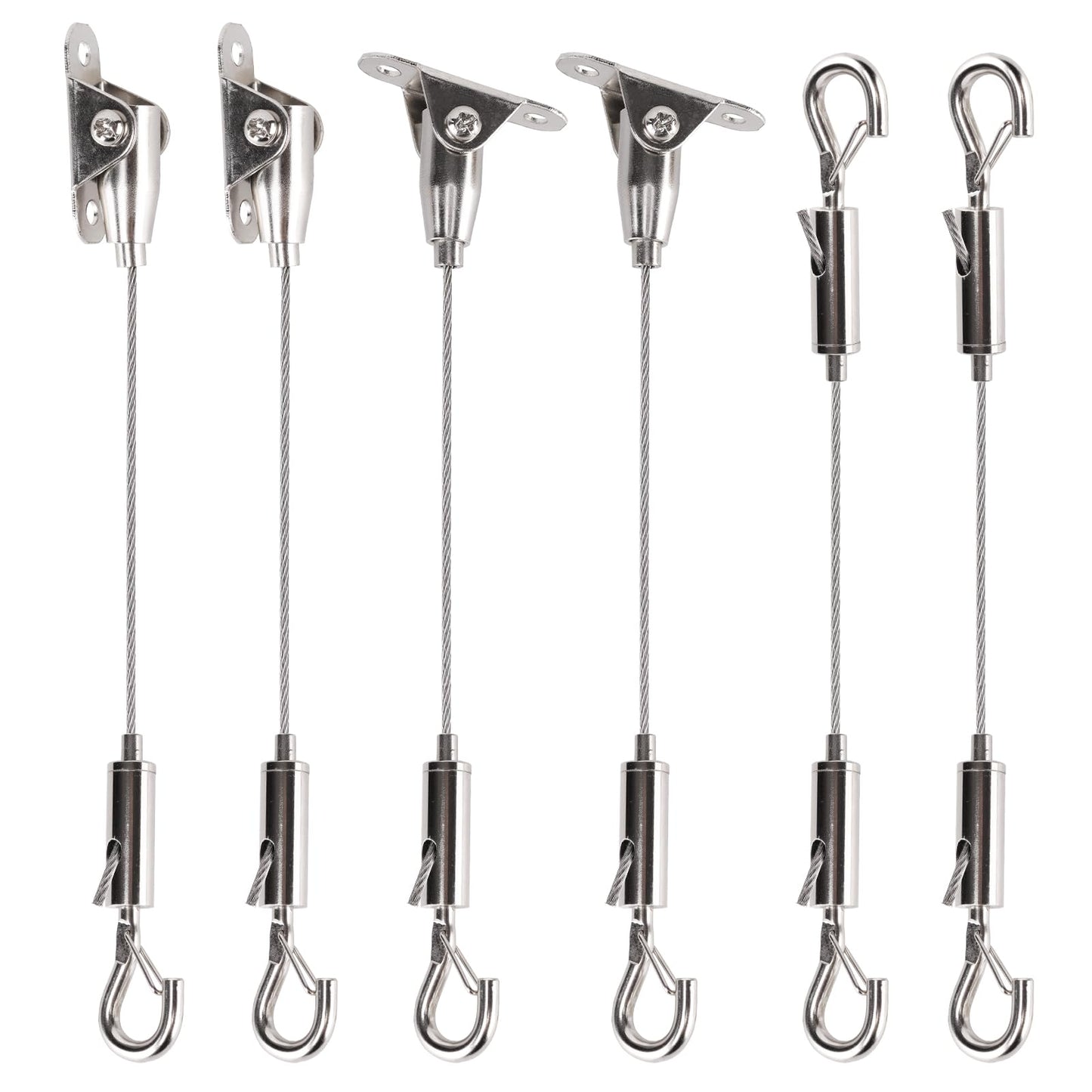 HUYEIOBGD Heavy Duty Picture Hanging Kit with 1.5m Adjustable Stainless Steel Cable, 6-Piece Wire Rope Suspension System for Artwork, Display Signs, Photo Frames, Gallery Walls & Hanging Decorations