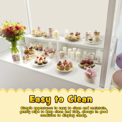 Gasgo Versatile Dessert Cart with Fixed Wheels - 70"x40"x22" Charcuterie Station, Candy Display Stand for Business, Flower Cart with Included 100 Balloons & 1 String Lights, White