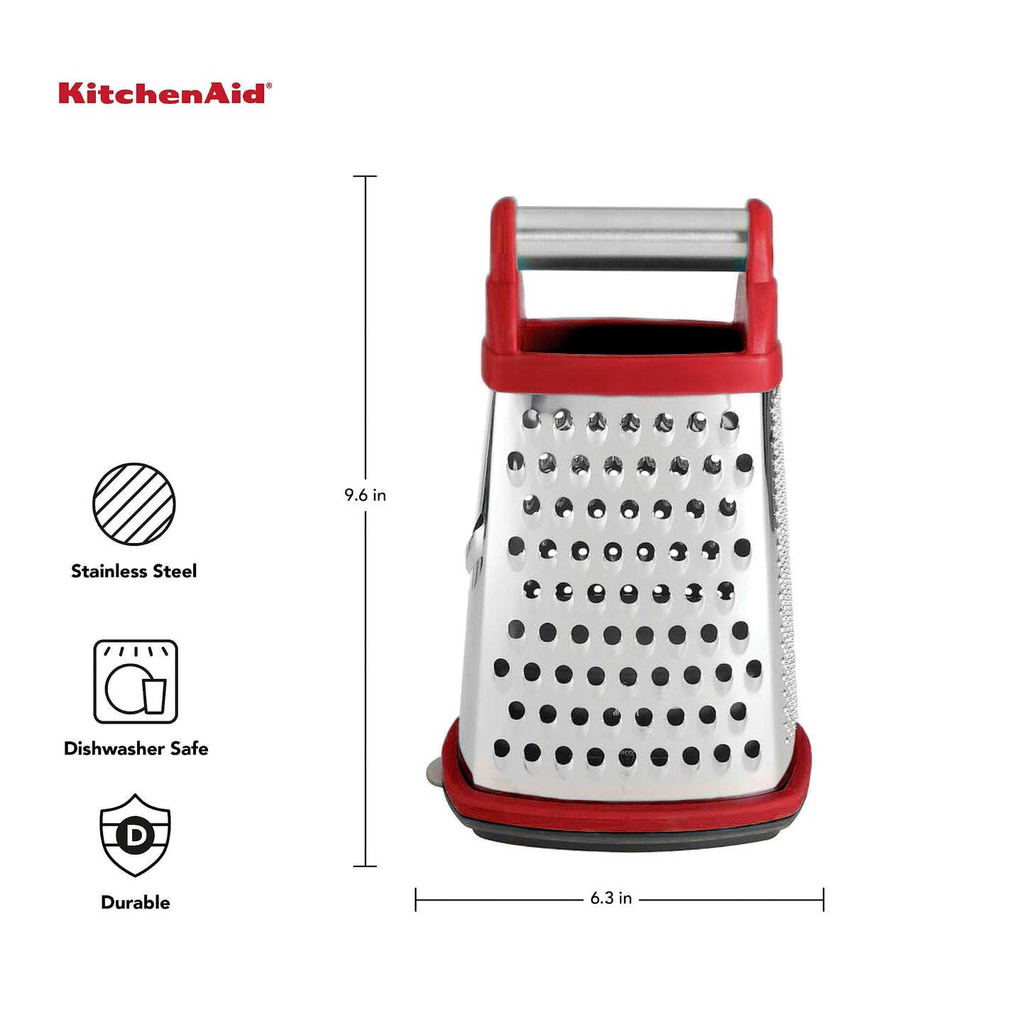 KitchenAid Gourmet 4-Sided Stainless Steel Box Grater with Detachable Storage Container