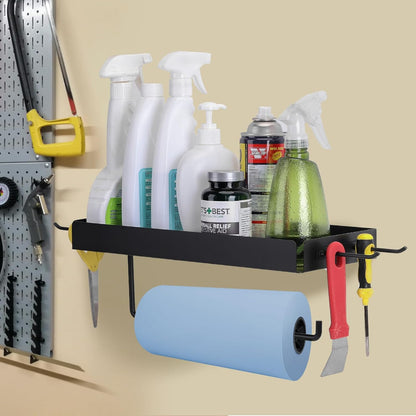 Tongyuyan 2 Garage Paper Towel Holder with Shelf & Detachable Hooks - Wall Mount Shop Towel Holder & Paper Towel Holder