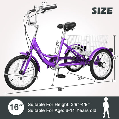 H&ZT Adult Tricycle, 3 Wheeled Bike, Trike Cruiser Bike, with 7-Speed Gear, Parking Brake Handle, Low Step, Large Rear Basket, Elderly Friendly, for Men, Women, and Teens