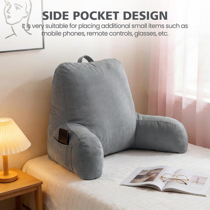 Yagamo Set 2, Reading Pillows for Bed Sitting Up of Adults and Teens Backrest with Arms, Velvet Back Support Pillows