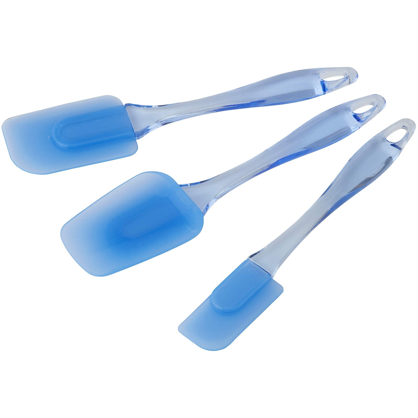 Wilton Easy Flex Silicone Spatula Set - Your Versatile Tools for Mixing, Folding, Scraping, Cooking, Frosting and Serving, Blue, 3-Piece
