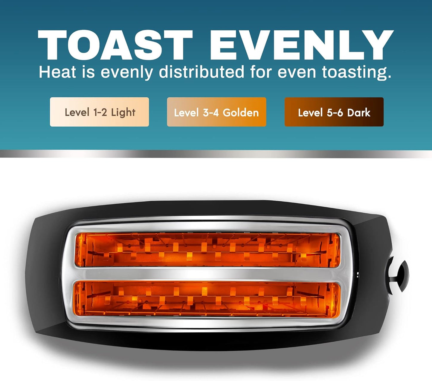 Elite Gourmet ECT4829B Long Slot 4 Slice Toaster, 6 Toast Settings, Defrost, Reheat, Cancel Functions, Extra Wide Slots