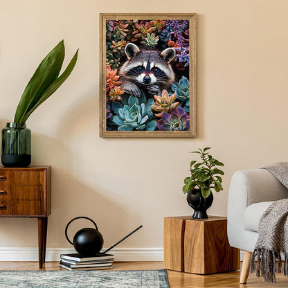 KAYEIUU Raccoon 5D Diamond Painting Kit for Adults, Plant Diamond Art Kit for Beginners, DIY Full Round Drill Diamond Dots with Gem Art Home Wall Decor and Holiday Gift 12x16 inch