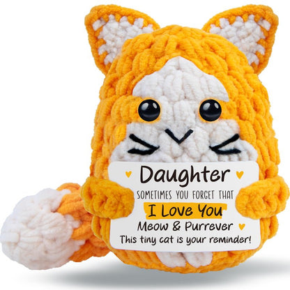 tGifGLonyi Daughter Gifts from Mom Dad,Handmade Crochet Cat Birthday Gift for Teens Kids Daughter in Law Bonus Step,for Graduation, Mini Emotional Cats Present for Daughter Adult Teen