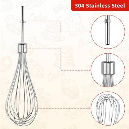 Fetechmate KHM2B Hand Mixer Turbo Beaters (2 Pack) & KHMPW Stainless Steel Pro Whisk (2 Pack) - Replace AP5644233