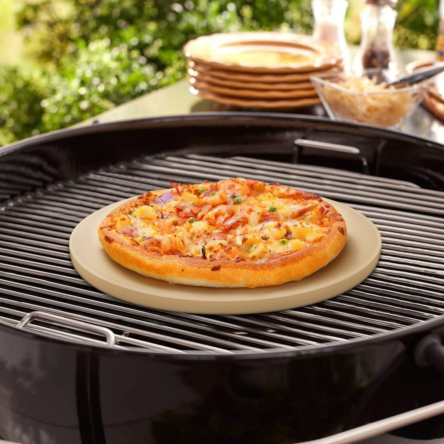 Unicook 12 Inch Round Pizza Stone, Heavy Duty Cordierite Bread Baking Stone for RV Oven, Grill and Toaster Oven, Ideal for Baking Crisp Crust Pizza, Bread, Cookies and More