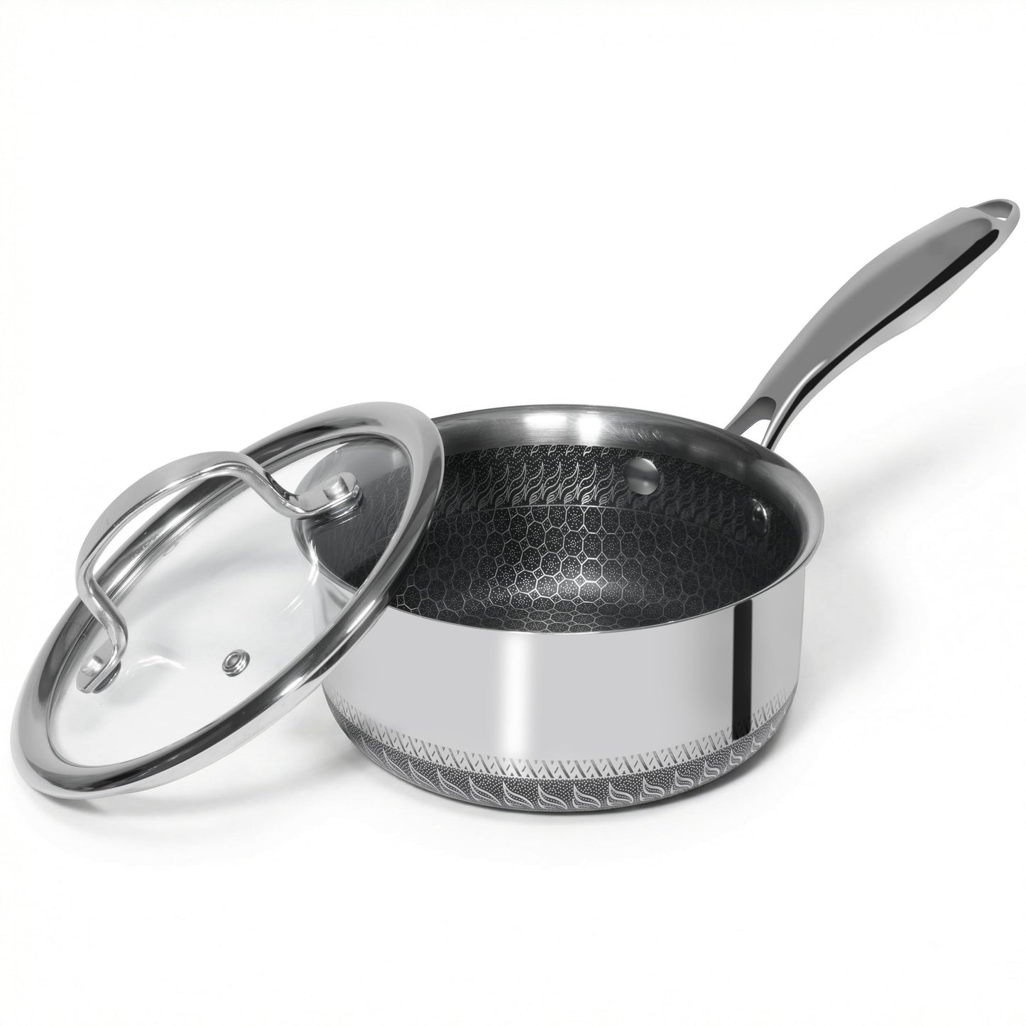 USELUCK Nonstick 2-QT Saucepan with Glass Lid,Stainless Steel Pot,Stay-Cool Handle,Dishwasher-Safe,Oven-Safe,Induciton Ready,Compatible with All Cooktops.