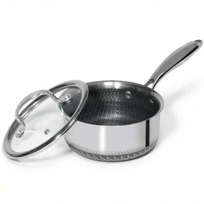 USELUCK Nonstick 2-QT Saucepan with Glass Lid,Stainless Steel Pot,Stay-Cool Handle,Dishwasher-Safe,Oven-Safe,Induciton Ready,Compatible with All Cooktops.