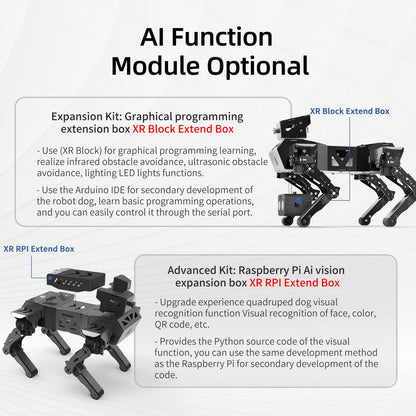 XiaoR Geek Smart Robot Dog Kit, 12 DOF Programmable Bionic Metal Learning Kit, Open Source ESP32 Educational Project for Adults, Wireless App Control(Basic Kit)