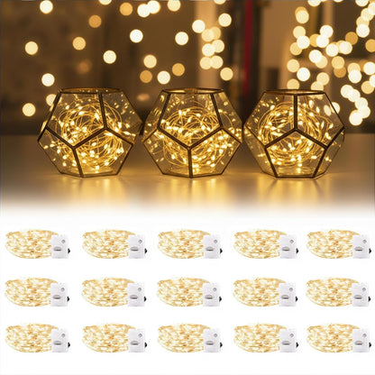 15 Pack 7Ft 20 DomeStar Fairy Lights Battery Operated, LED Waterproof String Lights Wire Firefly Starry Moon Light