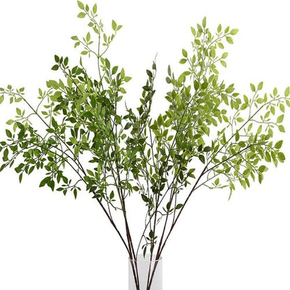 HANDIC Artificial Plants Stems 2pcs Branches for Vase Faux Greenery Stems Plant for Shop Garden Office Home Décor (45"/Each Branch) (2, Green)