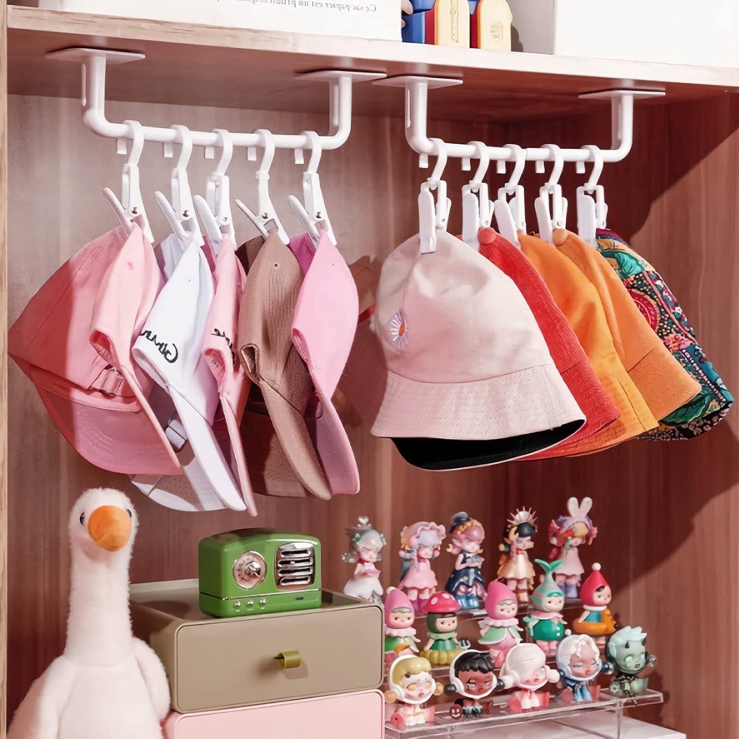 Hat Rack for Baseball Caps, Adhesive Hat Hooks for Wall, No Drilling Strong Storage Organizer for Door, Closet, Bedroom