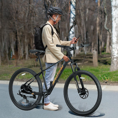 SPATIAL Mountain Bike/Fat Tire, 24/26/27.5/29 Inch Outdoor Cycling Bike, 8/21 Speed Lightweight Aluminum Frame | Dual Disc Brakes, Adjustable Ergonomic Seat for Adult Teens (Black, 27.5'')