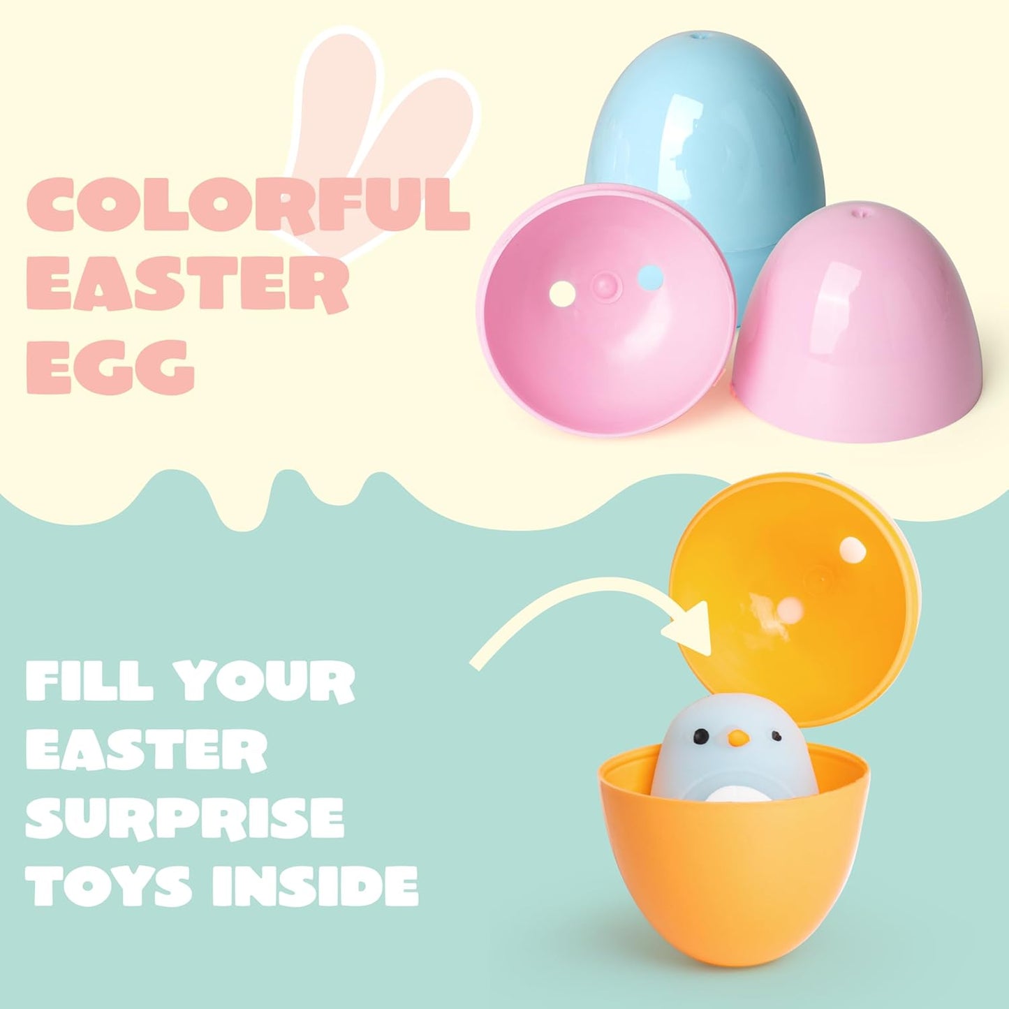 25PCS 2.3" JOYIN Pastel Easter Eggs, Empty Plastic Eggs, Colorful Plastic Eggshell Bulks for Easter Hunt, Filling