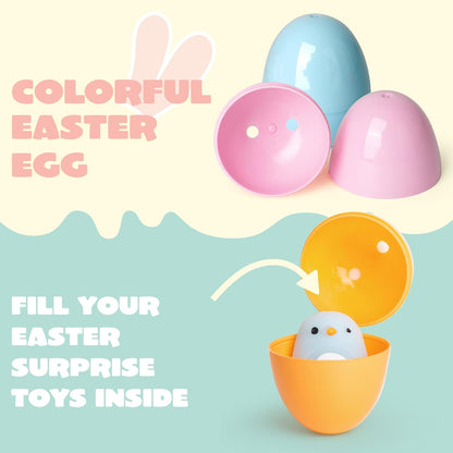 25PCS 2.3" JOYIN Pastel Easter Eggs, Empty Plastic Eggs, Colorful Plastic Eggshell Bulks for Easter Hunt, Filling